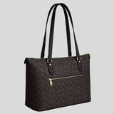 COACH Gallery Tote Bag In Signature Canvas Walnut/Black CW381
