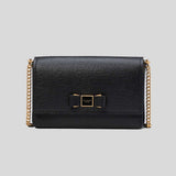 KATE SPADE Morgan Bow Embellished Flap Chain Wallet Black KA386