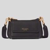 KATE SPADE Double Up Pebbled Leather Crossbody Bag Black KD648