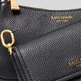 KATE SPADE Double Up Pebbled Leather Crossbody Bag Black KD648