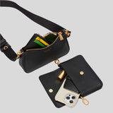 KATE SPADE Double Up Pebbled Leather Crossbody Bag Black KD648
