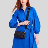 KATE SPADE Double Up Pebbled Leather Crossbody Bag Black KD648