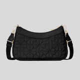KATE SPADE Spade Flower Quilted Fabric Convertible Crossbody Bag Black KK077