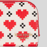 KATE SPADE Devin Pixel Hearts Small Slim Bifold Wallet Cream Multi KJ872