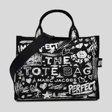 MARC JACOBS The Punk Scribble Canvas Medium Tote Bag Black Multi 2S6HTT015H02