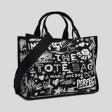 MARC JACOBS The Punk Scribble Canvas Medium Tote Bag Black Multi 2S6HTT015H02