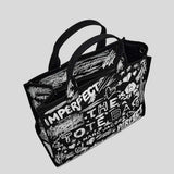 MARC JACOBS The Punk Scribble Canvas Medium Tote Bag Black Multi 2S6HTT015H02