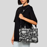 MARC JACOBS The Punk Scribble Canvas Medium Tote Bag Black Multi 2S6HTT015H02