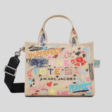 MARC JACOBS The Punk Scribble Canvas Small Tote Bag Beige Multi 2S6HTT016H02