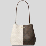 MICHAEL KORS Pratt Medium Two-Tone Signature Logo Shoulder Bag Brown Multi 35F5G3FS6V