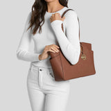 MICHAEL KORS Marilyn Medium Saffiano Leather Tote Bag Luggage 35F5G6AT2L