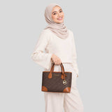 MICHAEL KORS Eva Extra-Small Signature Logo Convertible Tote Bag Brown 35S6GV0T0B