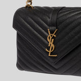 SAINT LAURENT YSL College Medium Chain Bag In Quilted Leather Black 600279BRM07