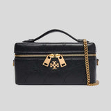 TORY BURCH Charlie Quilted Vanity Case Black 186036