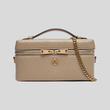 TORY BURCH Charlie Quilted Vanity Case Soft Cement 186036