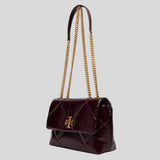 TORY BURCH Small Kira Diamond Quilt Distressed Shoulder Bag Dark Carmine 169326