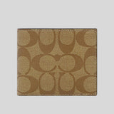 Coach Men's ID Billfold Wallet In Signature Canvas Tan F66551
