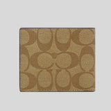 COACH Men's ID Billfold Wallet In Signature Canvas Tan F66551