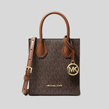 Michael Kors Mercer Extra-Small Logo and Leather Crossbody Bag Brown 35T1GM9C0I