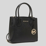 MICHAEL KORS Mercer Medium Pebbled Leather Crossbody Bag Black 35S1GM9M2L