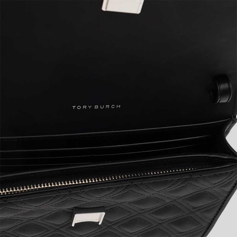 TORY BURCH Fleming Matte Chain Wallet Black 142518