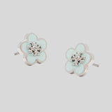 TORY BURCH Forget Me Not Enamel Stud Earrings Light Green 147151