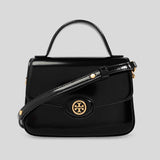 TORY BURCH Small Robinson Spazzolato Top-Handle Bag Black 147467