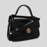 TORY BURCH Small Robinson Spazzolato Top-Handle Bag Black 147467