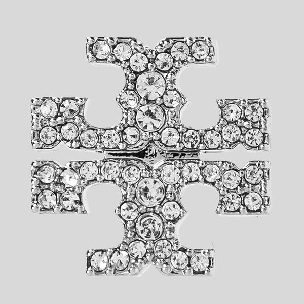 TORY BURCH Kira Pave Crystal T Logo Stud Earring Silver 158535