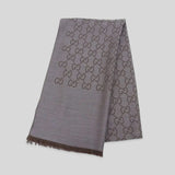 GUCCI Large Signature Logo GGWEB Scarf/Wrap Moka/Grey 165904