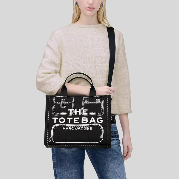 MARC JACOBS The Trompe L'oeil Cargo Canvas Medium Tote Bag Black 2P5HTT023H03