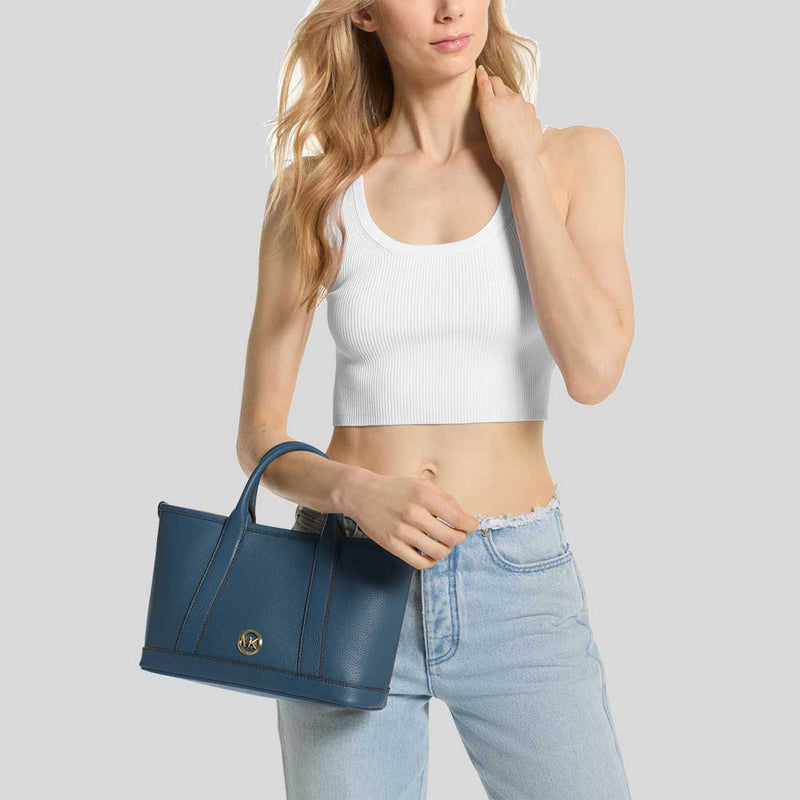 MICHAEL KORS Luisa Small Pebbled Leather Satchel DK Chambray 30R4G99T1L