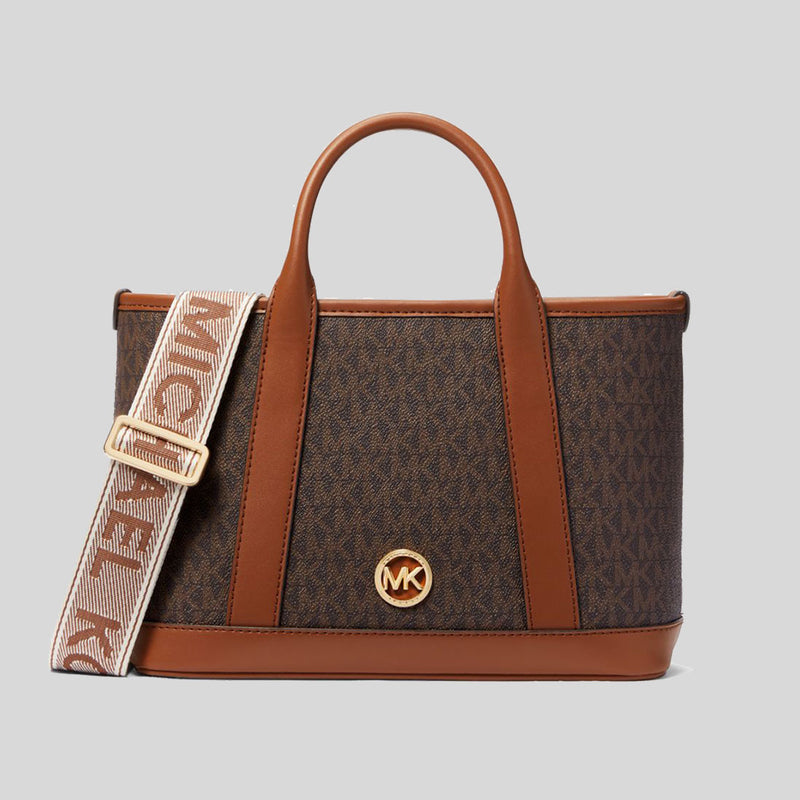 MICHAEL KORS Luisa Small Signature Logo Satchel Brown 30R4G99T1V