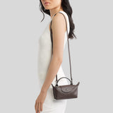 LONGCHAMP Le Pliage Extra XS Leather Pouch Crossbody Moka 34205987