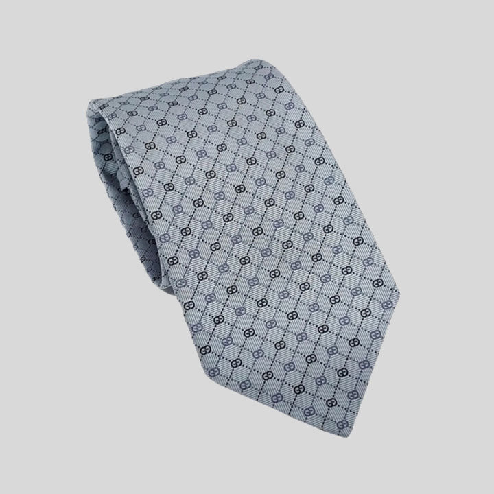 GUCCI Signature Logo Micro GGWEB Silk Tie Ice Blue 386489