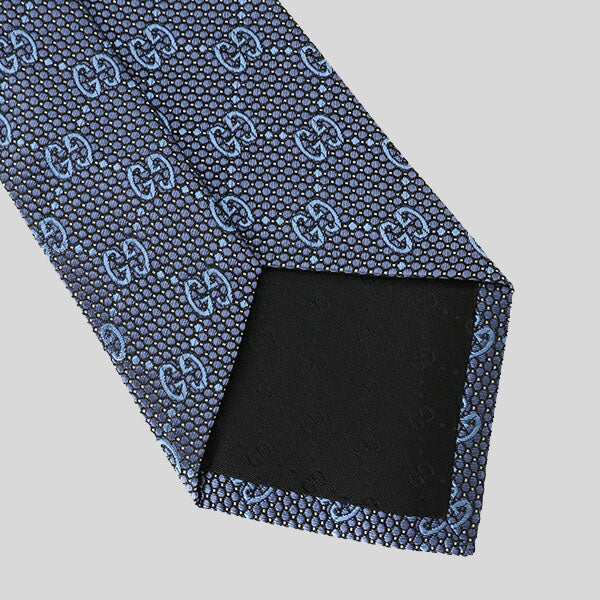 GUCCI Signature Logo GGWEB Silk Tie Denim Blue 408865