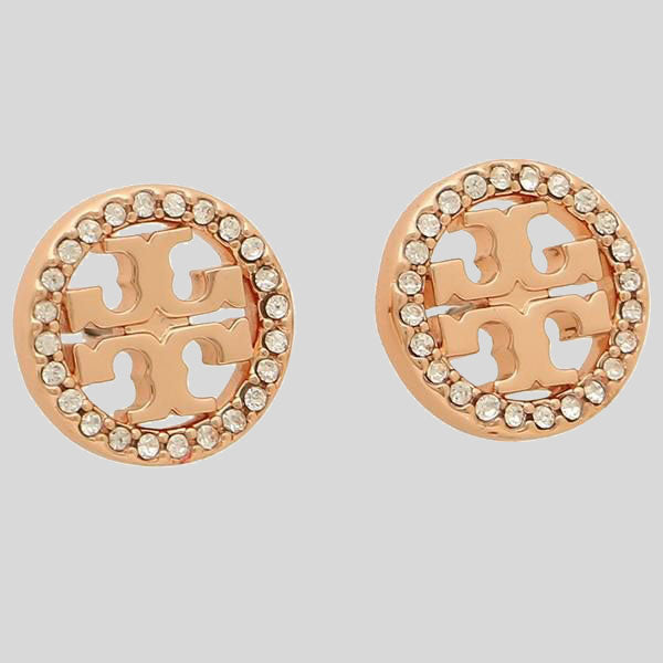 TORY BURCH Crystal Logo Stud Earring Rose Gold 53422 lusso città lussocitta amazon Lazada Shopee Zalora 