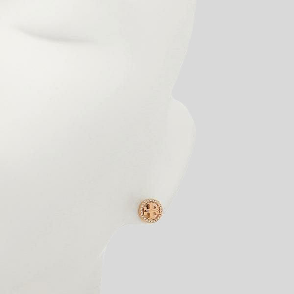 TORY BURCH Crystal Logo Stud Earring Rose Gold 53422