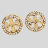 TORY BURCH Crystal Logo Stud Earring Tory Gold 53422 lussocitta lusso citta