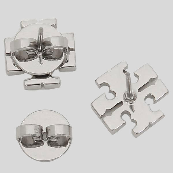 TORY BURCH Crystal T Logo Stud Earring Silver 53423