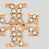 TORY BURCH Crystal T Logo Stud Earring Rose Gold 53423