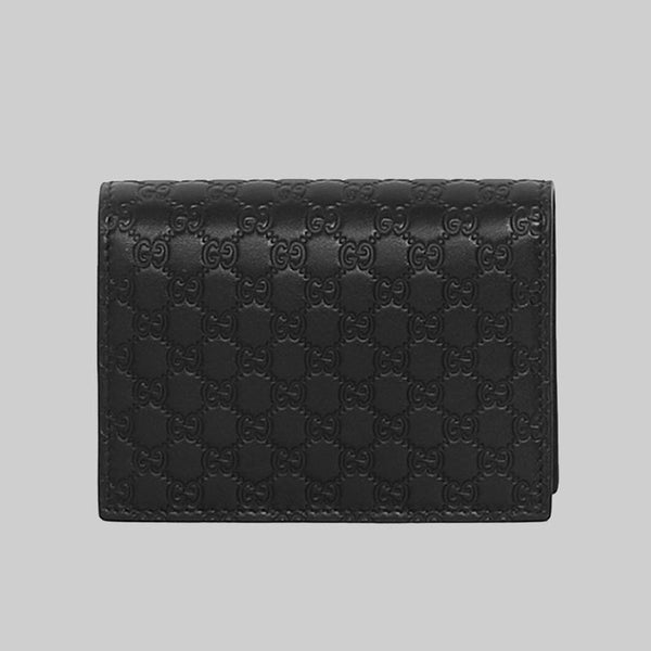 Gucci Unisex Micro GG Leather Flap Card Case Mini Wallet Black 544474