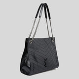 SAINT LAURENT YSL Niki Shopping Tote In Vintage Leather Black 5779990EN04