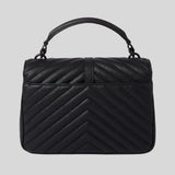 SAINT LAURENT YSL College Medium Chain Bag In Quilted Leather Black/Black 600279BRM08
