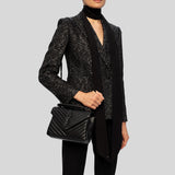 SAINT LAURENT YSL College Medium Chain Bag In Quilted Leather Black/Black 600279BRM08