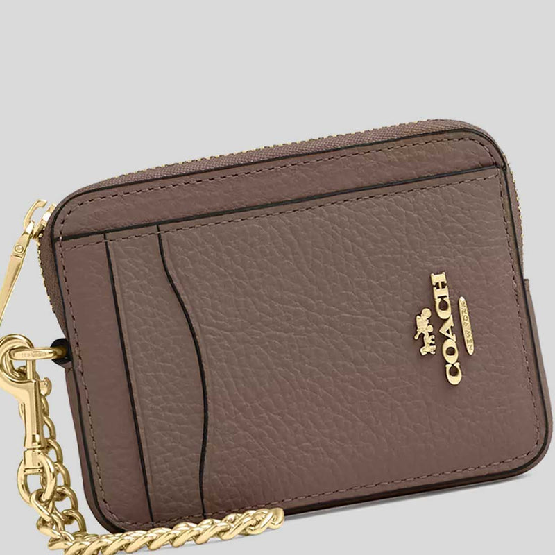 Coach Zip Card Case Dark Stone 6303