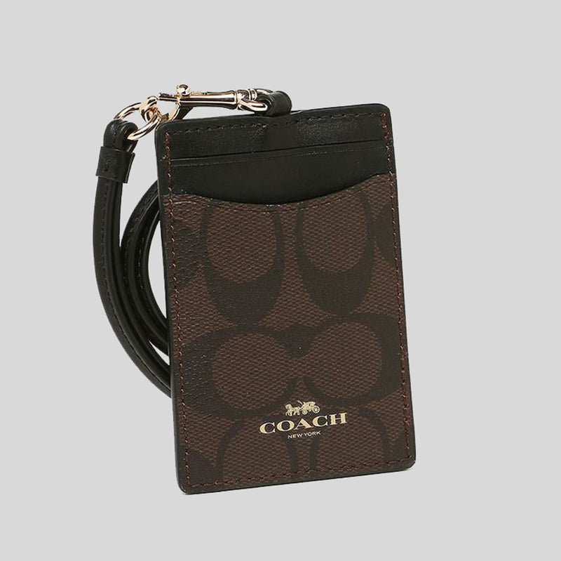 Coach ID Lanyard In Signature Canvas Brown Black 63274