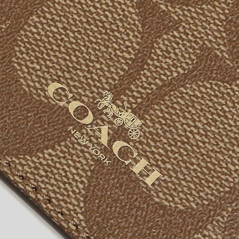 Coach ID Lanyard In Signature Canvas Khaki Saddle 63274