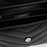 SAINT LAURENT YSL Loulou Toy Strap Bag In Quilted "Y" Leather Black/Silver 678401DV706