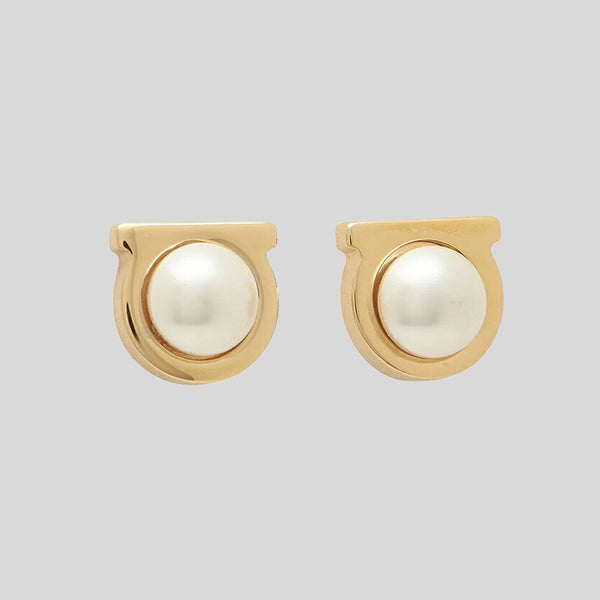 FERRAGAMO Gancini Pearls Earrings In Gold Color 760121 lussocitta lusso citta